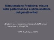 Manutenzione predittiva: misura delle performances e stima analitica dei guasti