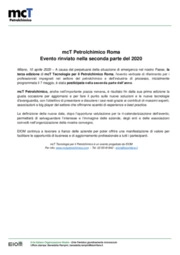 mcT Petrolchimico Roma - Evento rinviato nella seconda parte del 2020
