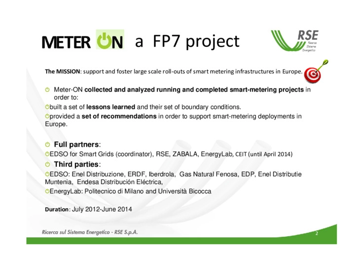 Meter-ON collected and analyzed running and completed smart-metering projects