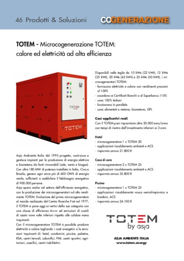Microcogenerazione TOTEM: calore ed elettricit ad alta efficienza
