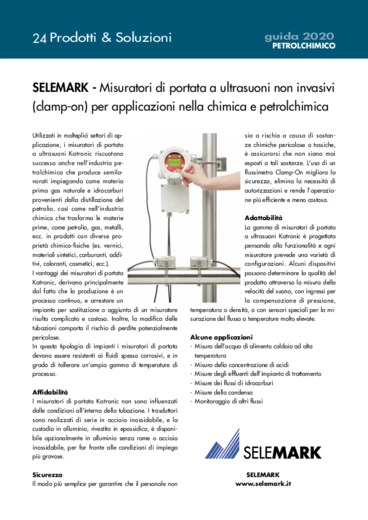 Misuratori di portata a ultrasuoni non invasivi (clamp-on) per applicazioni nella chimica e petrolchimica