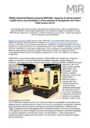 Mobile Industrial Robots presenta MiR1000: trasporto di carichi pesanti e pallet fino a una tonnellata e primo sistema d