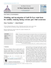 Modeling and investigation of Gulf El-Zayt wind farm for stability