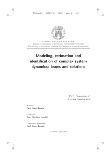 Modeling, estimation and identification of complex system dynamics: issues and solutions