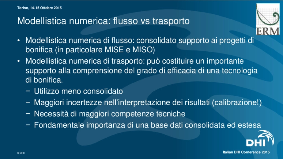 Modellistica numerica: flusso vs trasporto