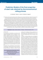 Modello di previsione delle proprietà finali di tondini in acciaio laminati mediante processi termo meccanici