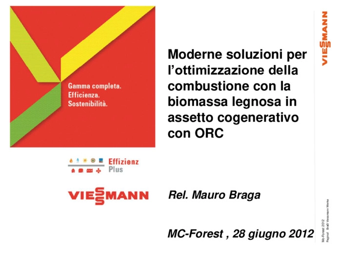 Moderne soluzioni per lottimizzazione della  combustione con la  biomassa legnosa in  assetto cogenerativo con ORC
