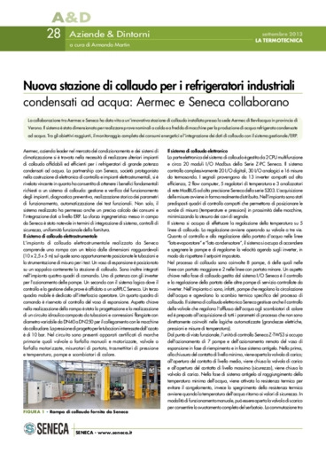 Nuova stazione di collaudo per i refrigeratori industriali condensati ad acqua: Aermec e Seneca collaborano