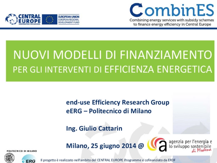 Nuovi modelli di finanziamento per gli interventi di efficienza energetica