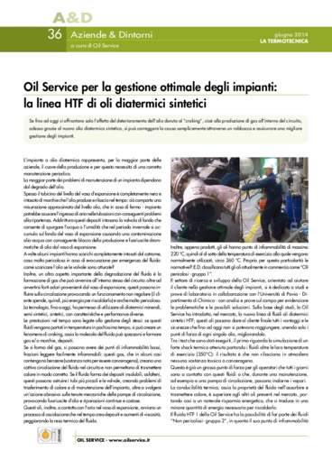 Oil Service per la gestione ottimale degli impianti: la linea HTF di oli diatermici sintetici