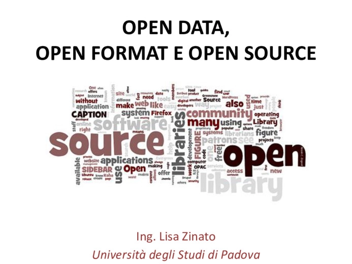 Open Data, Open Format e Open Source; libre office come suite di produttivit Open Source