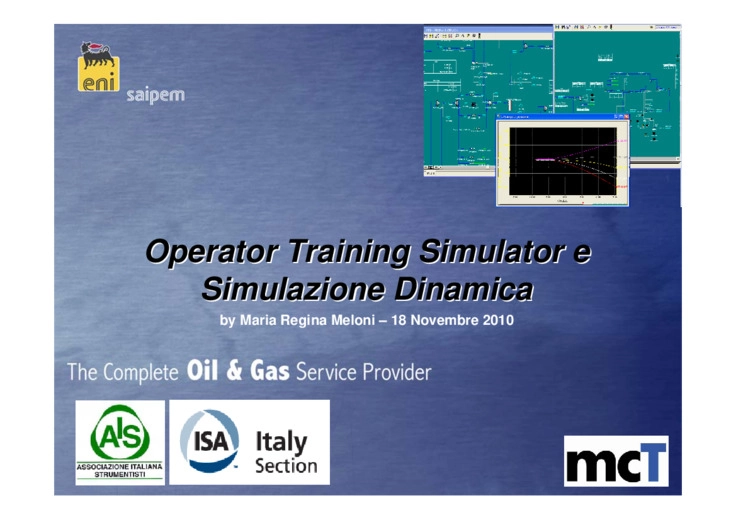 Operator training simulator e simulazione dinamica