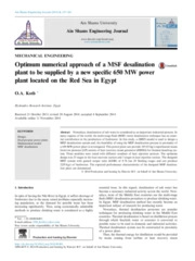 Optimum numerical approach of a MSF desalination plant to be