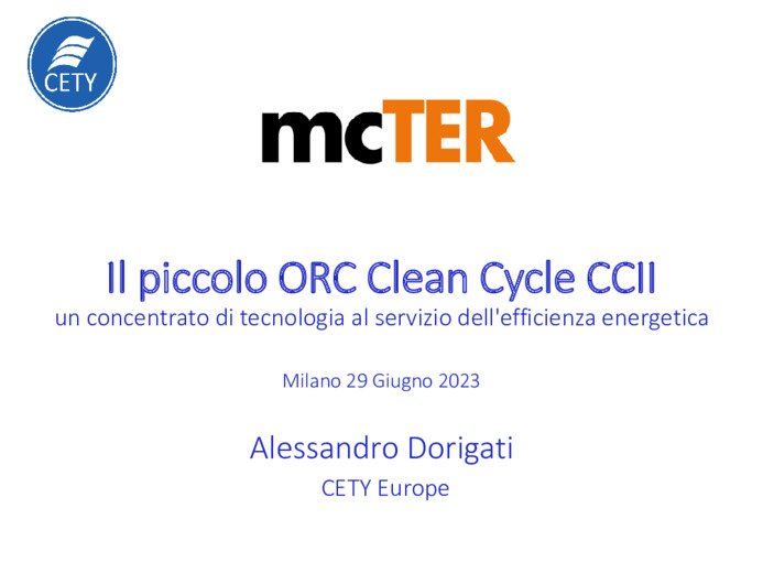 Il piccolo ORC Clean Cycle CCII un concentrato di tecnologia al servizio dell'efficienza energetica