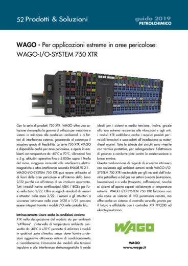 Per applicazioni estreme in aree pericolose: WAGO-I/O-SYSTEM 750 XTR