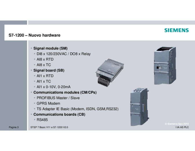 PLC STEP7 V11 e S7-1200 con nuove funzionalità
 