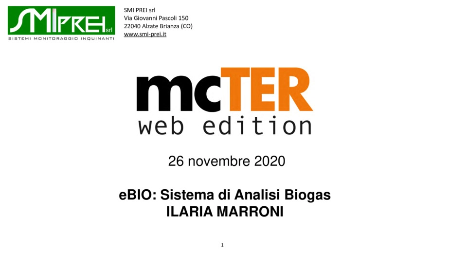 Presentazione sistemi analisi biogas e biometanto Mod. eBIO