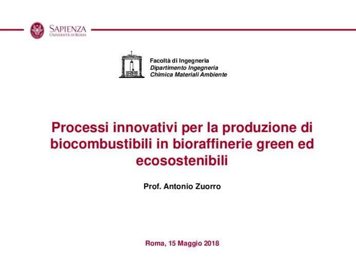 Processi innovativi per la produzione di biocombustibili in bioraffinerie green ed ecosostenibili