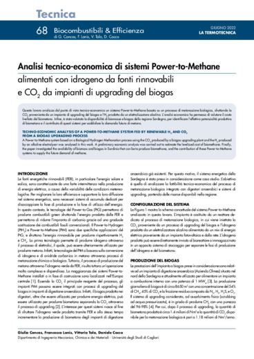 Analisi tecnico-economica di sistemi Power-to-Methane alimentati con idrogeno da fonti rinnovabili e CO2 da impianti di upgrading del biogas