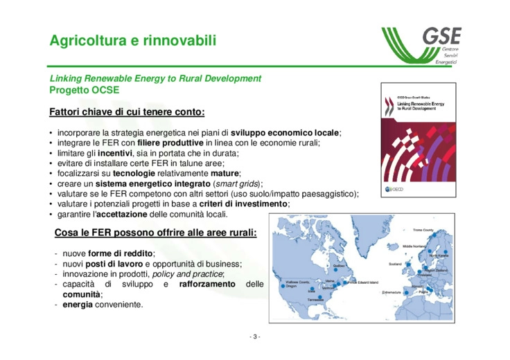 Produzione energetica e sistema rurale: monitoraggio delle tendenze in atto