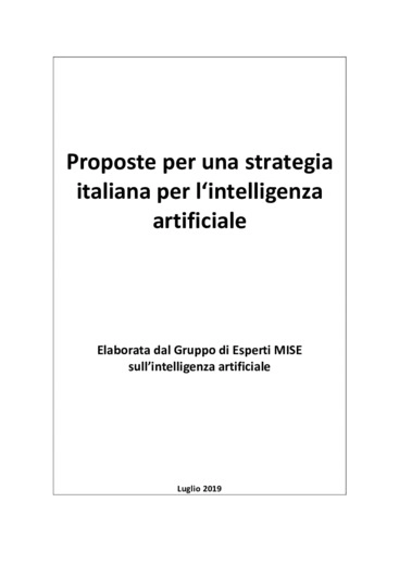 Proposte per una strategia italiana per l'intelligenza artificiale