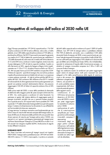 Prospettive di sviluppo dell'eolico al 2030 nella UE