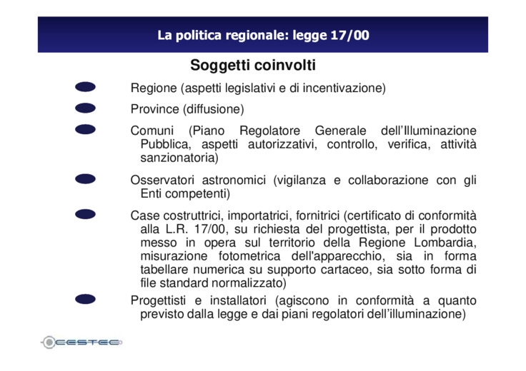 Pubblica illuminazione e risparmio energetico: le attivit in Regione Lombardia