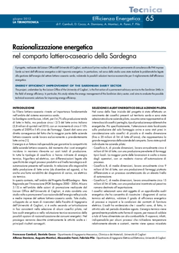 Razionalizzazione energetica nel comparto lattiero-caseario della Sardegna