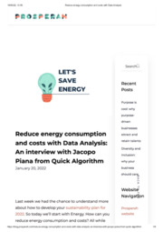 Reduce energy consumption and costs with Data Analysis: An interview