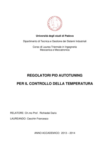 Regolatori PID Autotuning per il controllo della temperatura