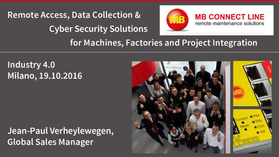 Remote access, data collection & cyber security solutions for machines, factories and project integration