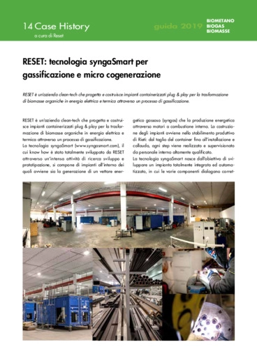 RESET: tecnologia syngaSmart per gassificazione e micro cogenerazione