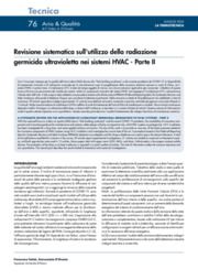 Revisione sistematica sull'utilizzo della radiazione germicida ultravioletta nei sistemi HVAC - Parte II