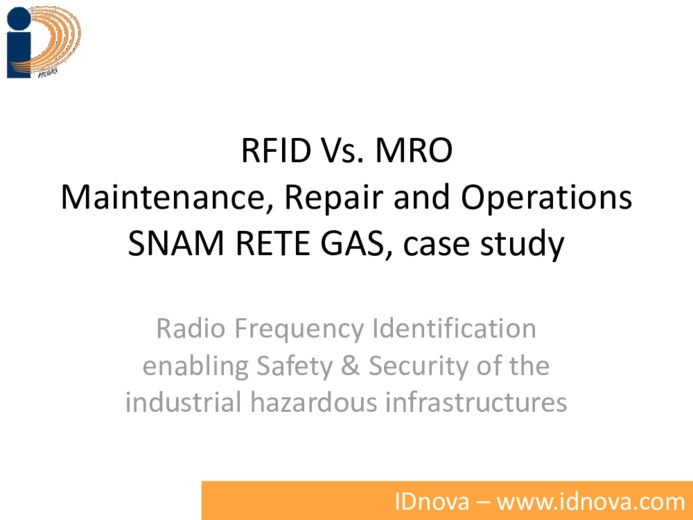 RFID per Maintenance, Repair and Operations - il caso Snam Rete Gas