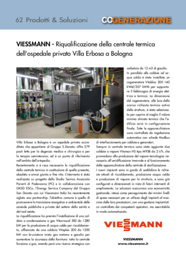 Riqualificazione della centrale termica dell'ospedale privato Villa Erbosa a Bologna