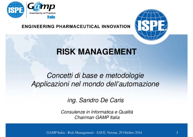 Risk Management  Concetti base e metodologie con applicazioni pratiche