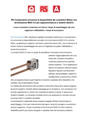 RS Components annuncia la disponibilit dei connettori Molex con terminazione MUO 2.5