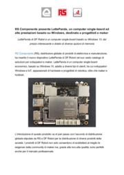 RS Components presenta LattePanda, un computer single-board ad alte prestazioni