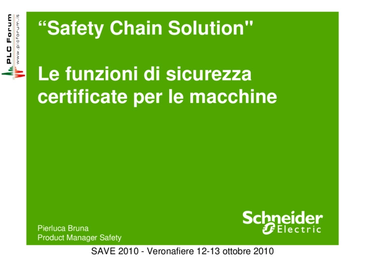 Safety Chain Solution le funzioni di sicurezza certificate per le macchine