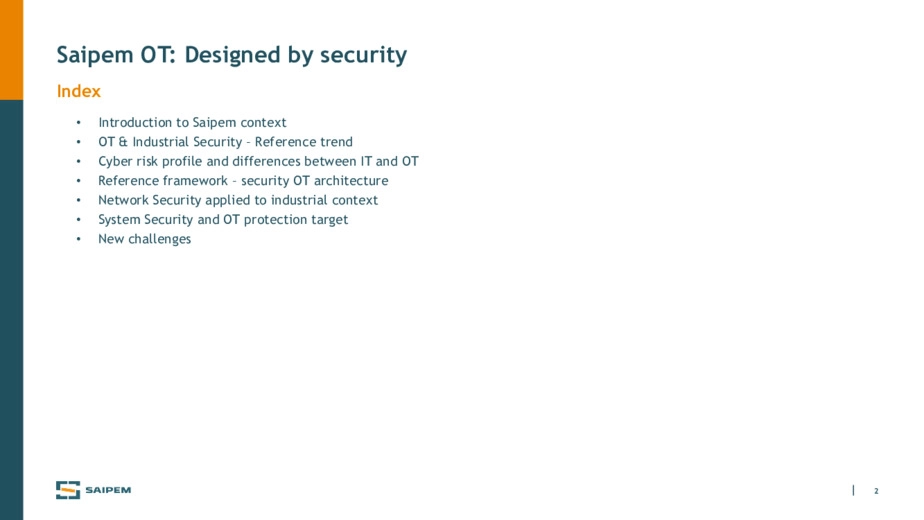 Saipem IOT: Designed by Security