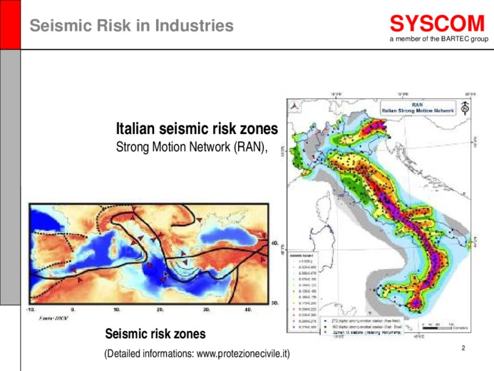 Seismic risk in industrial plants