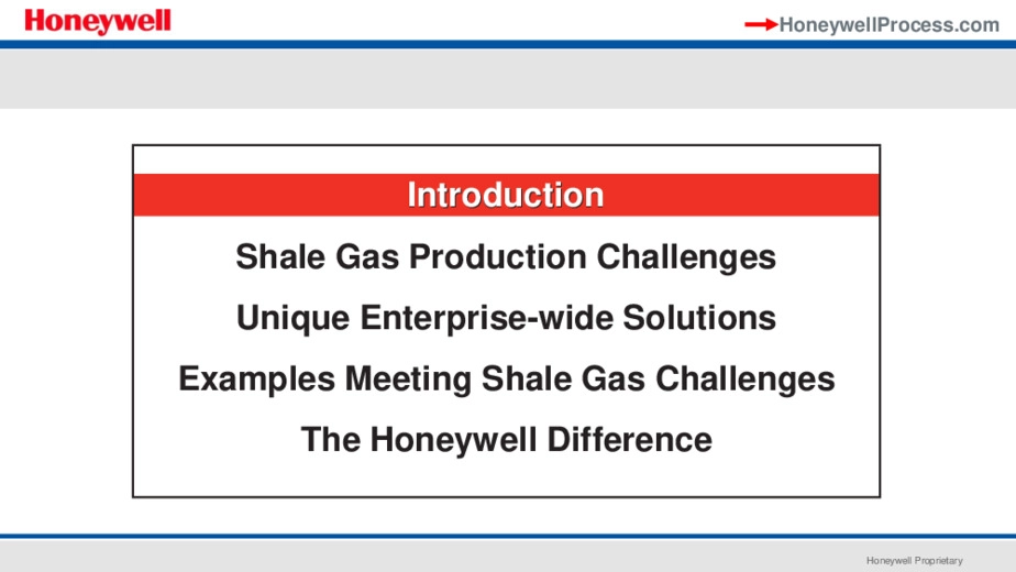 Shale Gas Production Solutions from Honeywell
