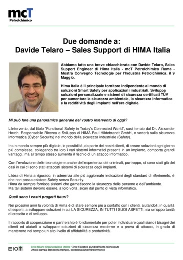 Sicurezza informatica: due domande a Davide Telaro - Sales Support