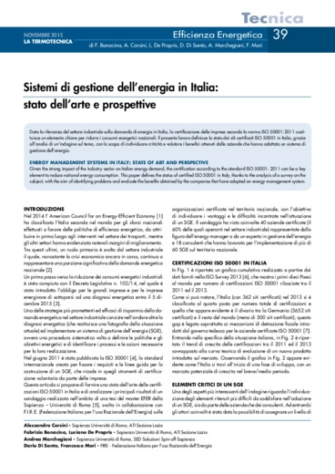 Sistemi di gestione dellenergia in Italia: stato dellarte e prospettive