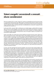 Sistemi energetici convenzionali e avanzati: alcune considerazioni
