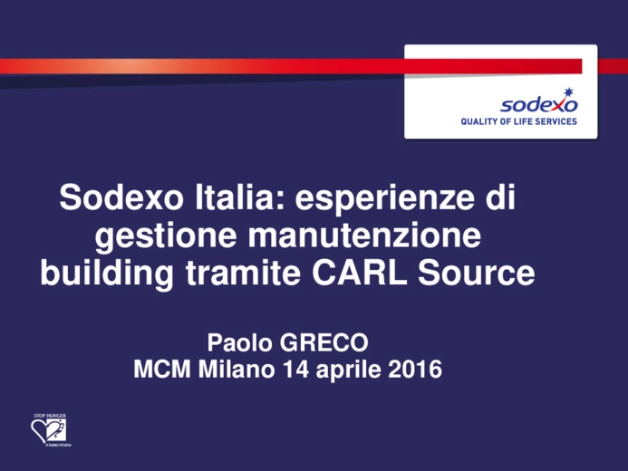 Sodexo Italia: esperienze di gestione manutenzione building tramite CARL Source.