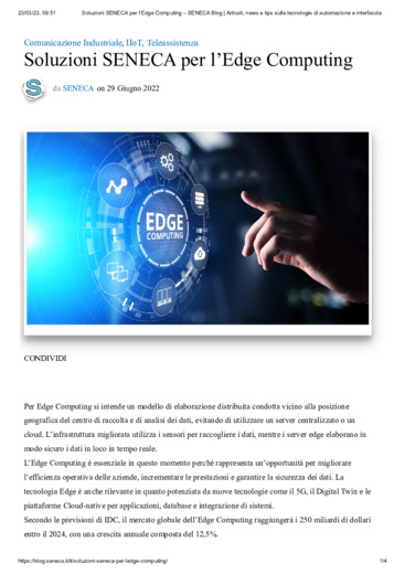 Soluzioni SENECA per l'Edge Computing