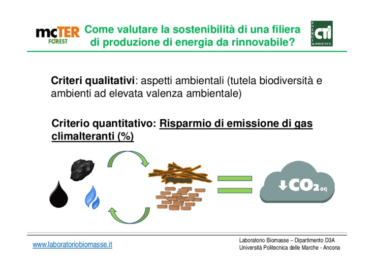 Sostenibilità della filiera di produzione della biomassa solida alla luce