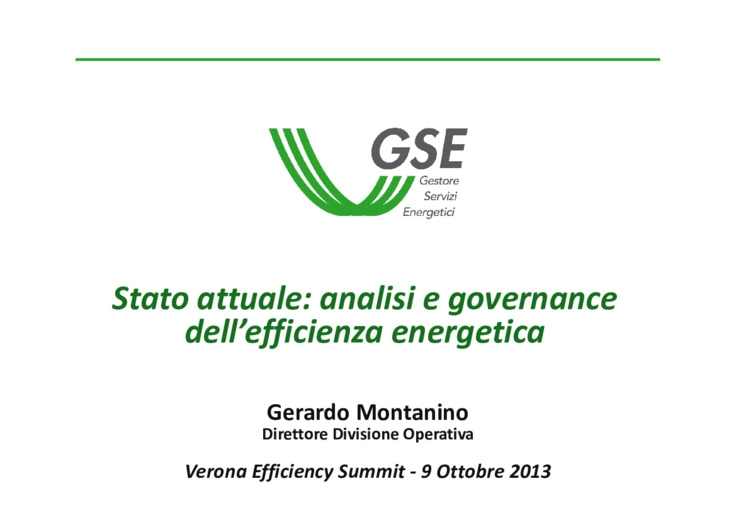 Stato attuale: analisi e governance dellefficienza energetica
