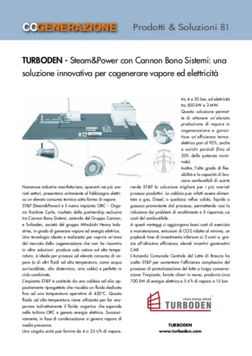 Steam&Power con Cannon Bono Sistemi: una soluzione innovativa per cogenerare vapore ed elettricit